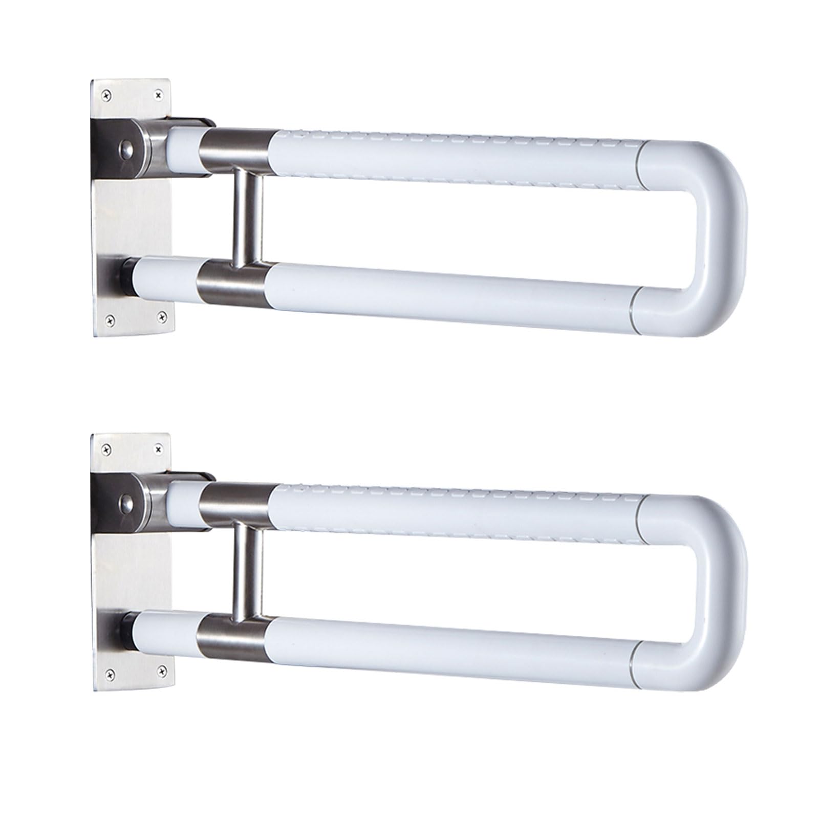 Barras de Apoyo para Inodoro Blanco, 2 Piezas Barra Seguridad para Baño Acero Inoxidable Asidero Abatible 70cm Asa Antideslizante Manija de la Ducha Barras Sujeción 70cm/27.5in