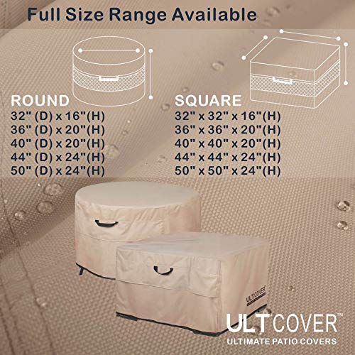 Ultcover Patio Fire Pit Table Cover Square 50 Inch Outdoor Waterproof Fire Bowl Cover #TOP2