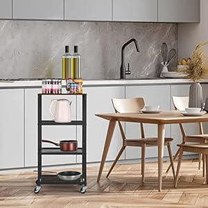 Ybing kitchen cart on wheels rolling kitchen island carts with wheels and storage 4 tier farmhouse serving cart stand with wood tabletop for living room bathroom brown  urban country home decor