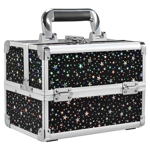 Joligrace Makeup Train Case Portable Cosmetic Box 2 Trays with