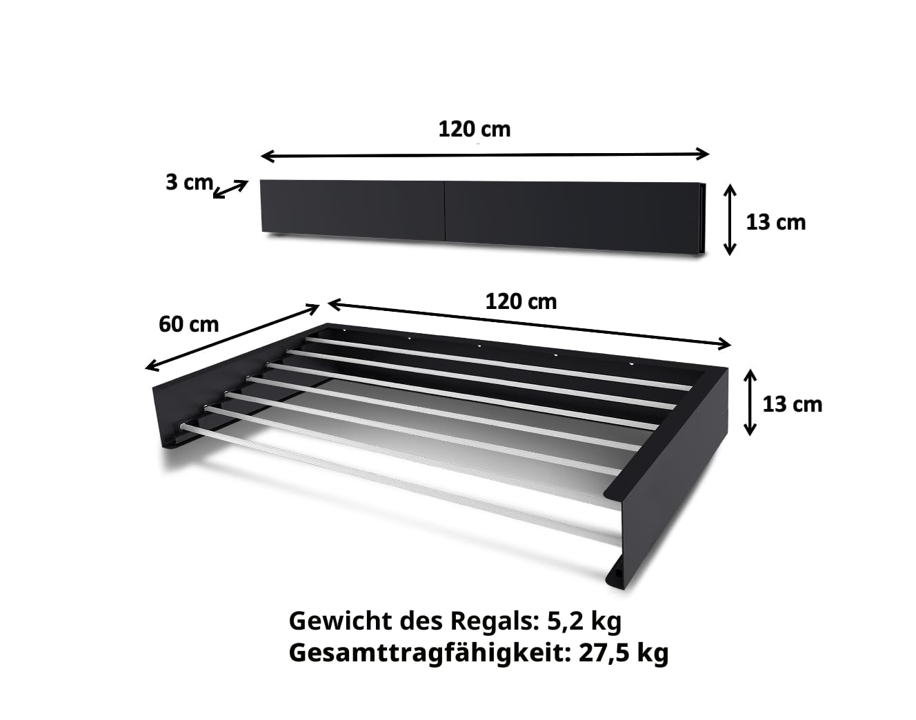 Step Up Vertical Wäscheständer - wandmontiert - ausziehbar - Wäscheständer klappbar, faltbar für drinnen oder draußen - platzsparendes, kompaktes Design, 8.4 m Leitung (120 cm - Industrielles Grau)