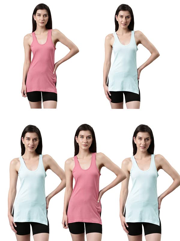 Buy DIXCY SLIMZ Solid Scoop Neck Sleeveless Slim Fit Thigh Length Camisole  for Women(Assorted_Pack of 5_80) at Amazon.in