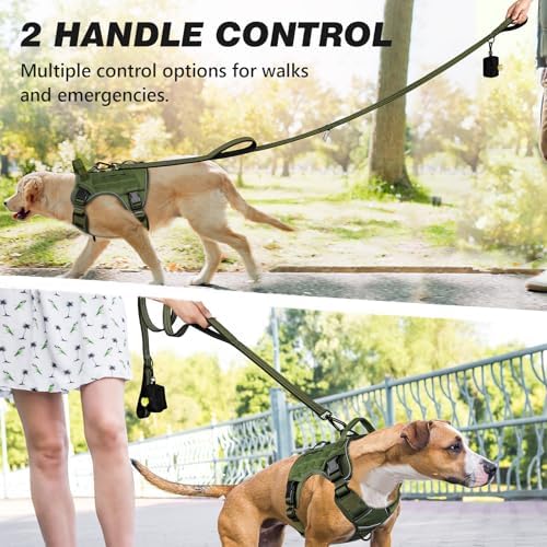 Double Handle Dog Leash with Poop Bag Holder and Car Seat Belt Buckle - 4