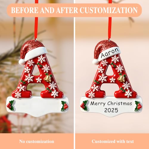 Image of Bemaystar Personalized Initial Christmas Ornaments 2026 - Custom Ornaments with Name, Personalized A-Z Letter Ornament, 3D Resin Name Ornament for Christmas Tree, Xmas Gifts for Family Kids Friends