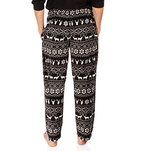Dg Hill Men’s Plaid Microfleece Pajama Pants With Pockets, Black White Christmas Print Pjs #TOP2