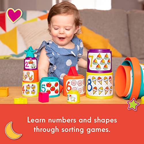 Battat Stacking Cups For Toddlers And Babies, Colorful Indoor And Outdoor Educational Toys For Sorting Shapes And Nesting Cups, Beach Toys For 18+ Months Old (19 Pcs) #TOP2