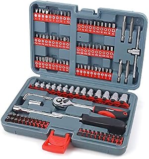 Hi-Spec 126pc 1/4 Hex Driver Bits & Socket Set with Ratchet & Spinner Handle. Easy Repairs with Tamperproof & Torx Screwdriver Security Driver Bits in a Storage Case Holder