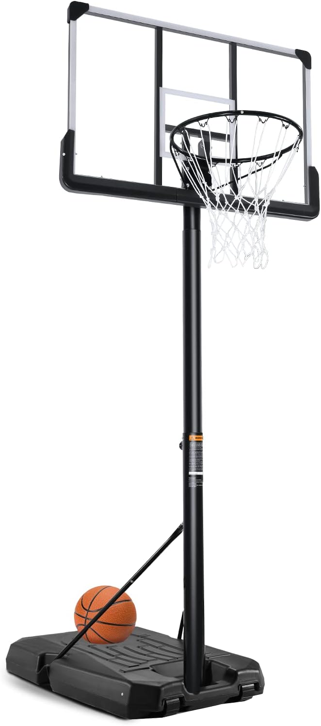 Basketball Hoop Goal with 44” Backboard &10ft Adjustable Height Portable Basketball System Stand Hoops Breakaway Rim W/Wheels for Adult Yard Indoor Outdoor Use