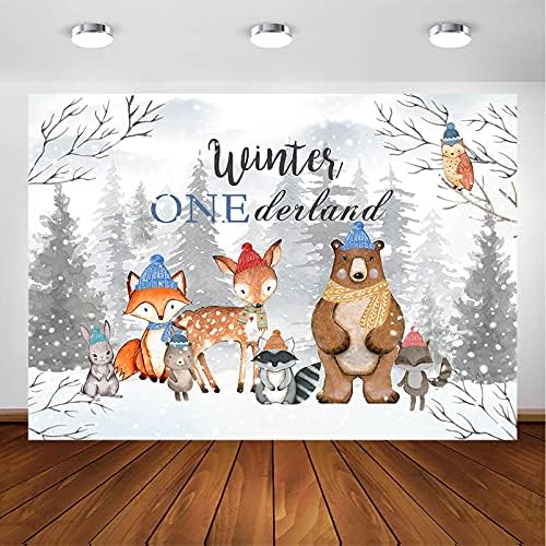 Winter Onederland Backdrop - Woodland Animals Forest Theme First Birthday Decorations For Winter 1st Birthday Party - View #13
