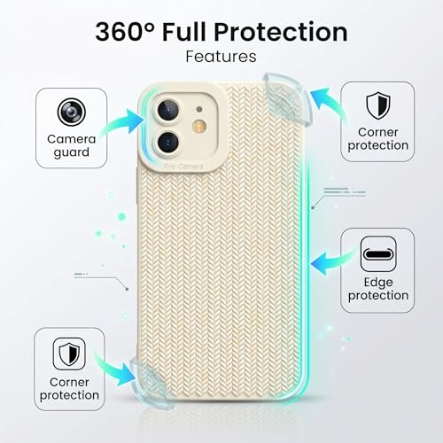 Image of amazon basics Luxury 3D Knitted Texture Soft Silicone Back Cover for iPhone 11 | Slim Fit Shockproof Case with Camera Protection & Non-Slip Grip - Cream