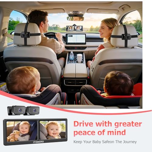 Image of Itomoro Baby Car Camera for 2 Kids, 7 inch HD 1080P Dual Camera Split Screen