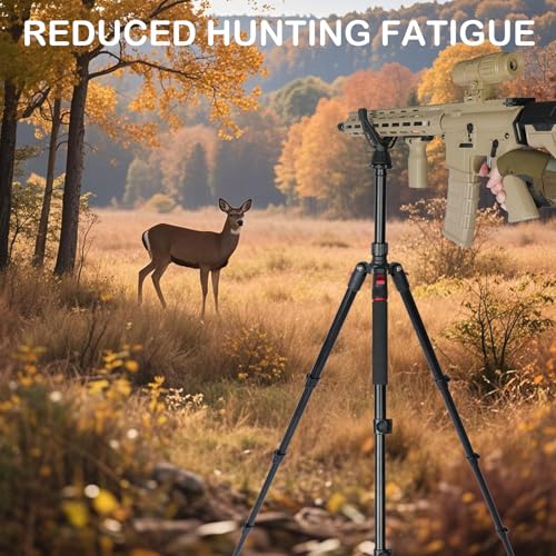 Image of Adjustable Shooting Tripod for Rifles Shooting Stick Level-Lock 3-in-1 Tripod Monopod Bipod, 22.8″-61″ Height, Lightweight Aluminum Alloy with Carrying Bag, Stable Rifle Rest for Hunting & Outdoor