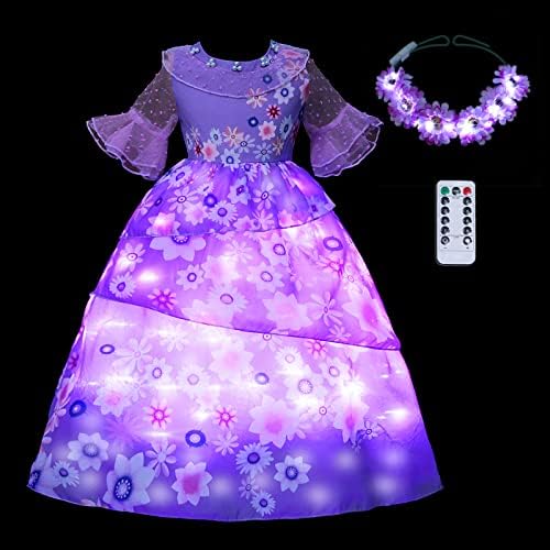 Light Up Elsa Princess Costume Dress for Girls Halloween Birthday Party Outfit Cosplay Dress Up for Kids(3-4 Years)