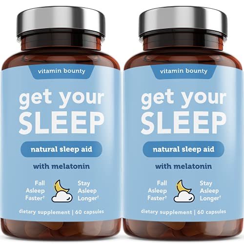 (2-Pack) Get Your Sleep Natural Sleep Aid with 7 Natural, Herbal Ingredients - Melatonin Sleep Aid, Chamomile, Lemon Balm, Valerian â€“ Non Habit Forming Sleep Support Supplement - Vitamin Bounty