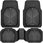 CAR PASS Caoutchouc lourd Car Mats, sans odorat profond Car Mats de sol tout temps, Universal Trim-to-Fit pour VUS Camions Sedans, étanche antidérapant, 3 Pièces V12 noir