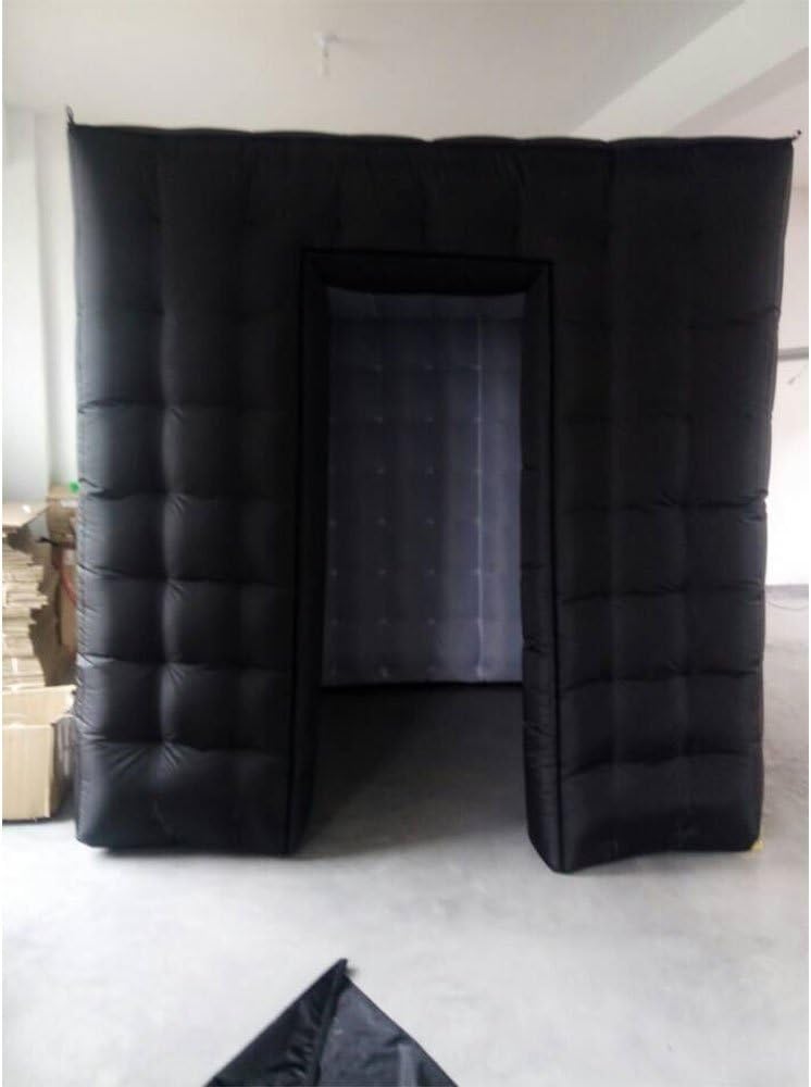 One Door Inflatable Portable Photo Booth Tent with 16 Colors LED Changing Lights for Wedding Parties Promotions Advertising Black
