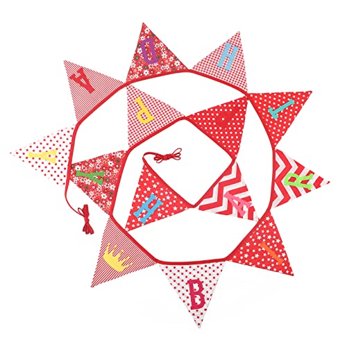 G2PLUS 3.3M Banderines HAPPY BIRTHDAY Banner,Guirnalda Banderas,Banderines Tela Banner de Arpillera,para Dormitorio,Fiestas de Cumpleaños Decoración