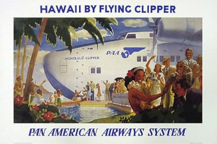 ヴィンテージ航空ポスター Amazon.co.jp: ヴィンテージ航空飛行機ポスター」ハワイで飛んで