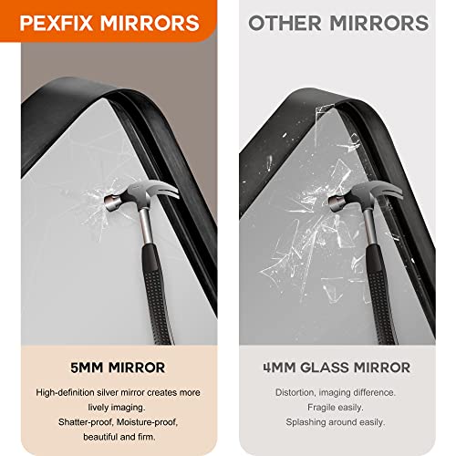 Pexfix 40" X 30" Mirrors For Bathroom, Rectangular Black Metal Framed Bathroom Mirror, Modern Vanity Mirror For Bathroom, Vertical Or Horizontal, Aluminum Alloy Frame, Black #TOP5