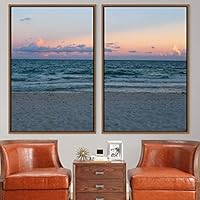 2 Piece Framed Canvas Wall Art Coastal Beach Canvas Prints Home Artwork Decoration for Living Room,Bedroom - 16