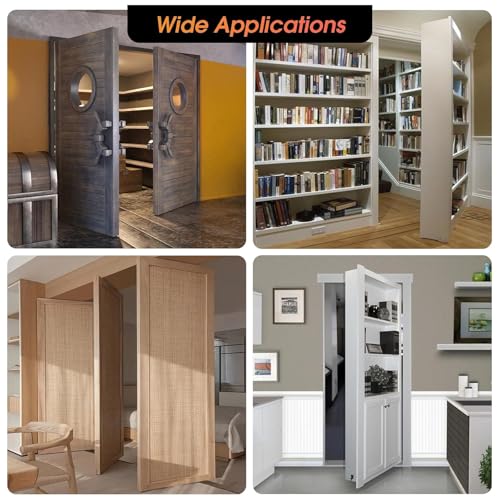 Hidden Door Hinge, 570LBS Hidden Hinges Heavy Duty Hardware, Door Kit 360 Rotation Invisible Hinges for Bookcases, Secret Door by MOZUQIA - Image 6