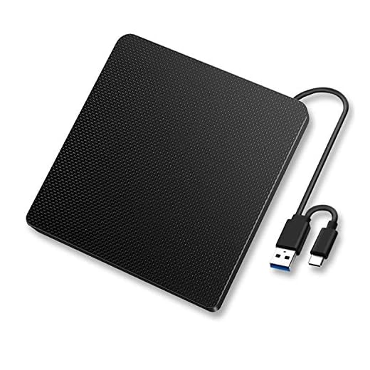 YMY Gravador de CD DVD externo portátil, 2 em 1 USB3.0 e gravador de CD/DVD tipo C para Windows Linux Mac OS, compatível com Dell XPS, Asus, MacBook, MacBook Pro 2019, 2020 (preto)