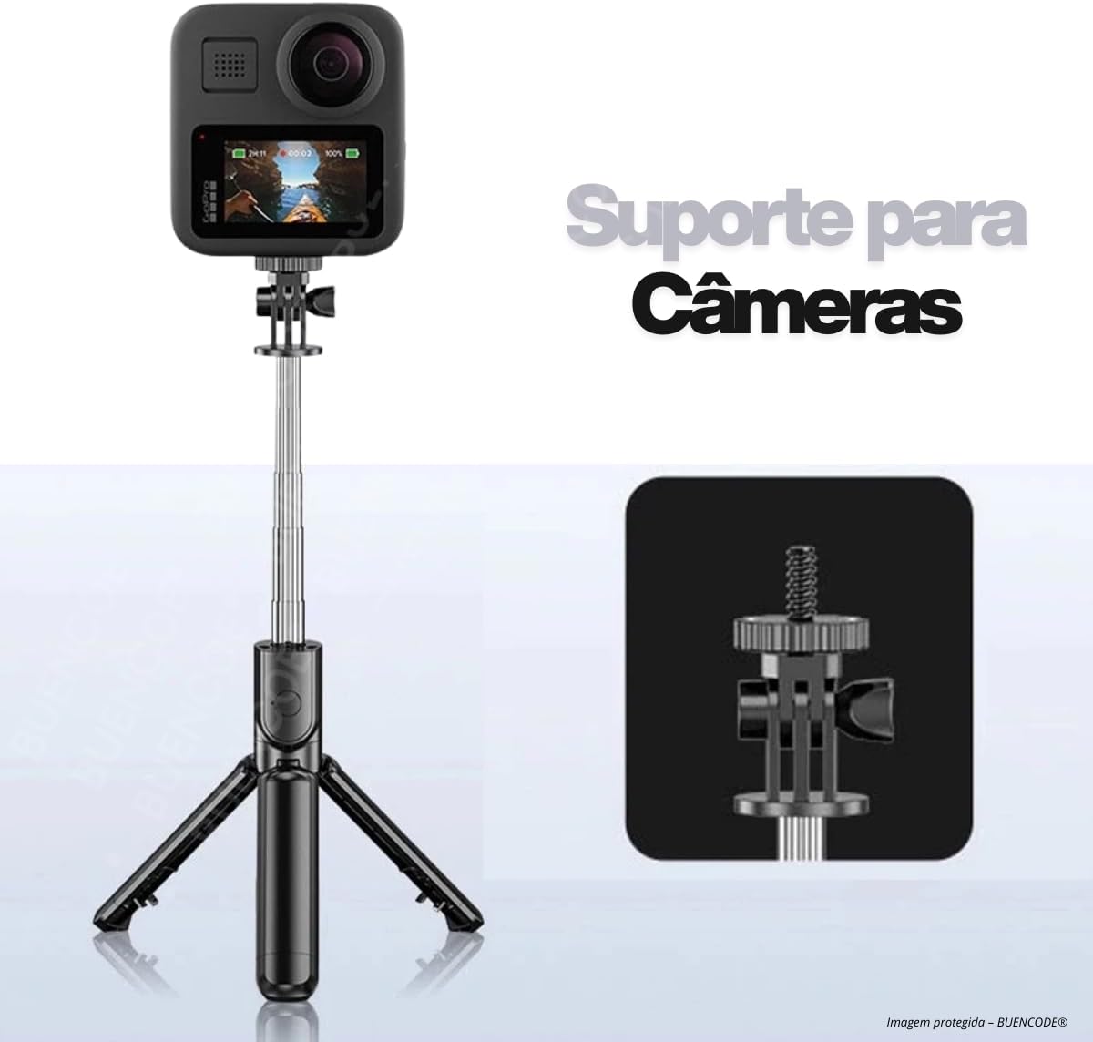 Bastão Tripé Para Celular 360º Dobrável Pau De Selfie Bluetooth Mini Controle Remoto 3 em 1 Câmera Selfie stick
