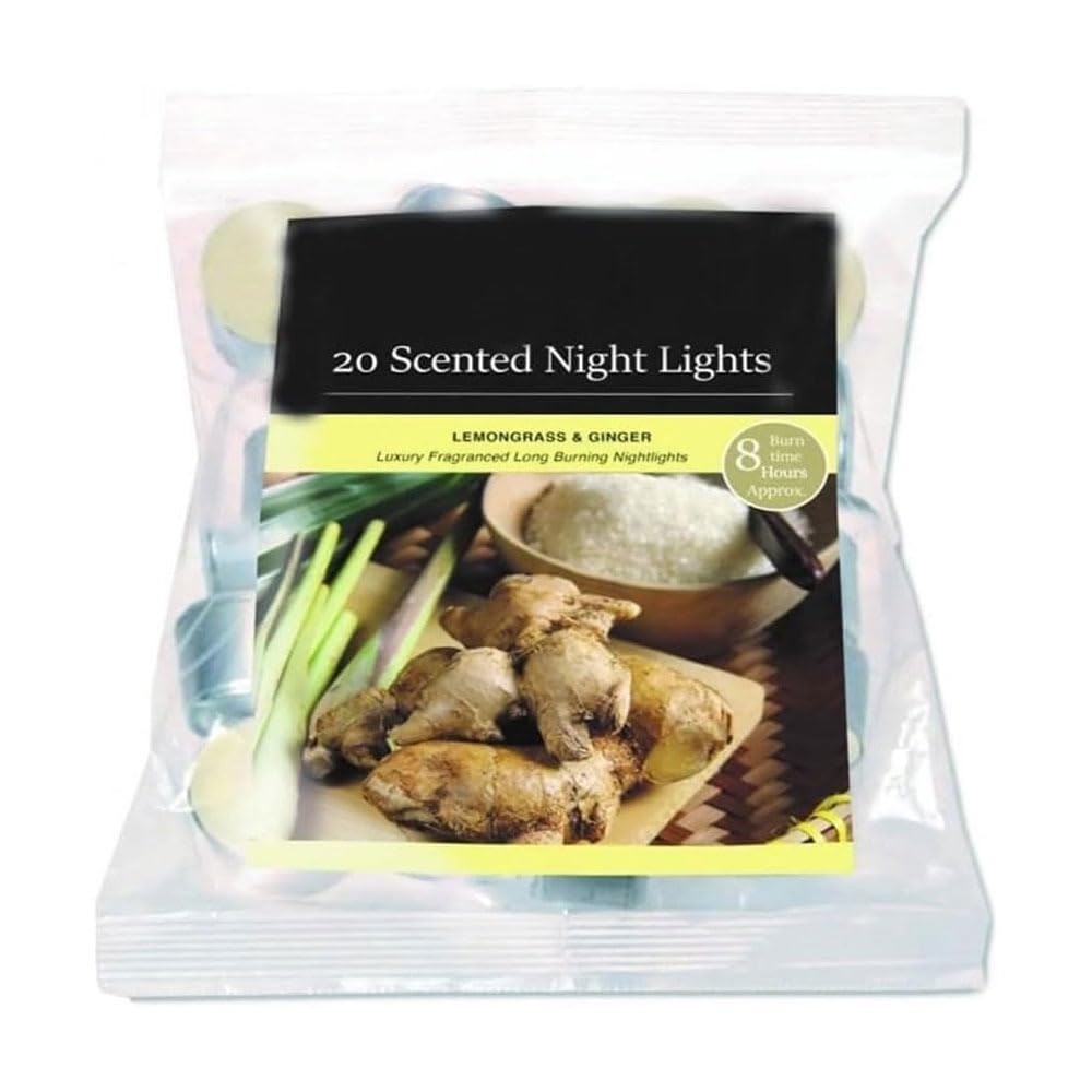 Fresh Scented Tealight Candles – Refreshing & Soothing Fragrances | Up to 8-Hour Burn Time | Premium Quality Decorative Tealights for Home Decor (Lemongrass and Ginger - Packs of 20)