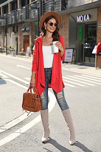 Image of VIISHOW Womens Lightweight Casual Hoodie Cardigans Open Front Waffle Knit Long Sleeve Outwear Coat with Pockets