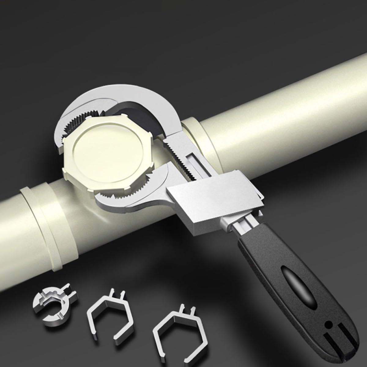 Llave Ajustable Multifuncional para Fontanería Llave Inglesa para Lavabo y Grifo de Baño Herramienta de Acero Resistente con Mango Corto para Uso Cocina y Baño Adecuado para