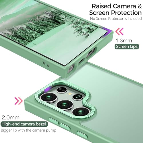 Image of DIZORO Polycarbonate Matte Case for Samsung S25 Ultra 5G Translucent Frosted Hard Back Phone Case Anti-Fingerprint Anti-Slip Shockproof Protective Case Cover for Samsung Galaxy S25 Ultra 5G Green
