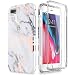 SURITCH Marble iPhone 8 Plus Case/iPhone 7 Plus Case, [Built-in Screen Protector] Full-Body Protection Hard PC Bumper + Glossy Soft TPU Rubber Shockproof Cover for iPhone 7 Plus/8 Plus- White/Gold