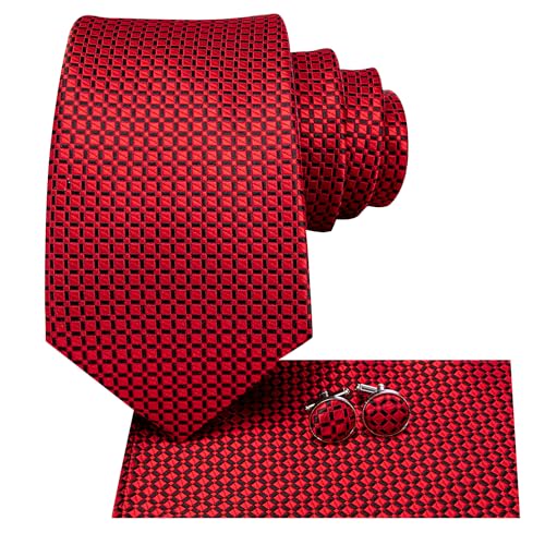 Image of Hi-Tie Mens 70inches Tie Set Extra Long Necktie for Men Cufflinks Handkerchief Big Tall Men Business Wedding