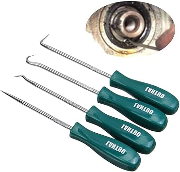 4Pcs Pick and Hook Set Car Auto Oil Seal O-Ring Seal Gasket Puller Pick Tools, 130 mm Long