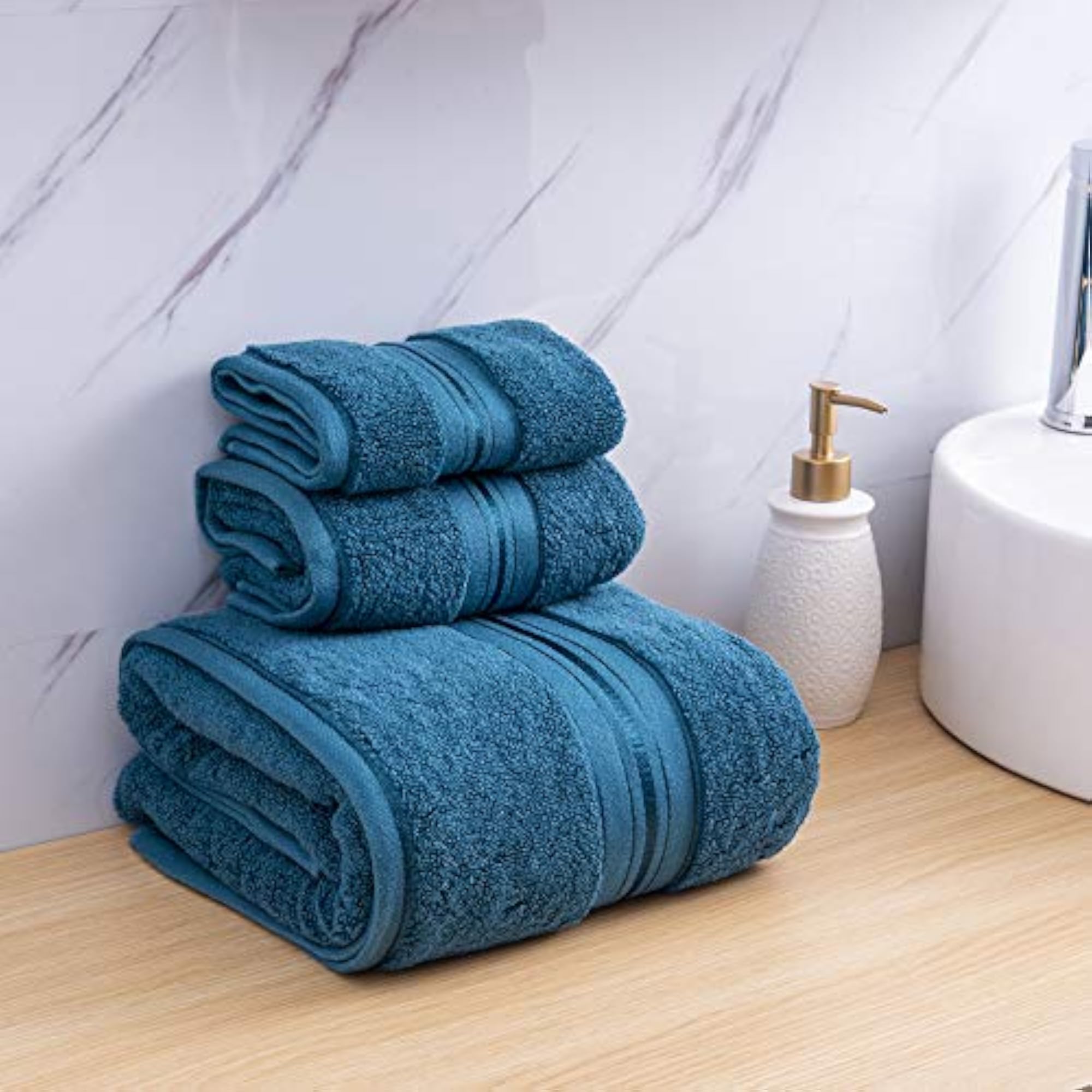 Luxury 3 Piece Cotton Towel Set, Ultra Soft & Absorbent