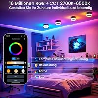 URing LED Aufbauspot RGB Deckenspots Aufputz IP65 Schwarz, 2 Stück – Ansicht 2