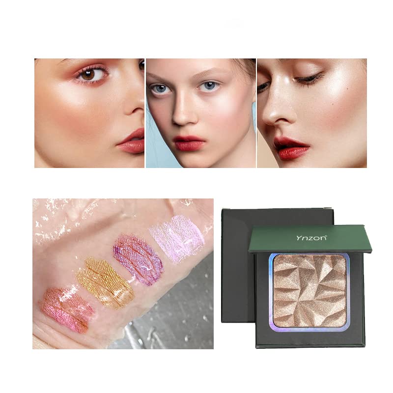 Miniatura 4 de Paleta de resaltadores faciales con purpurina brillante, paleta de contorno natural nude brillante, iluminador de maquillaje de alto brillo,