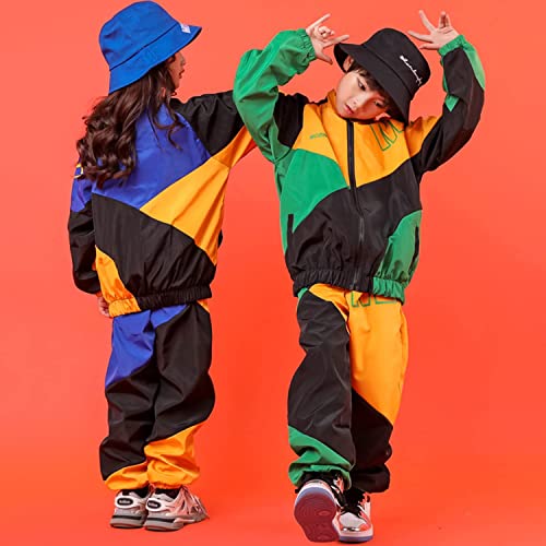 Image of LOLANTA Boys' Girls' Color Block Jacket Track Pants Sets Hip Hop Dance Patchwork Clothes Unisex Streetwear