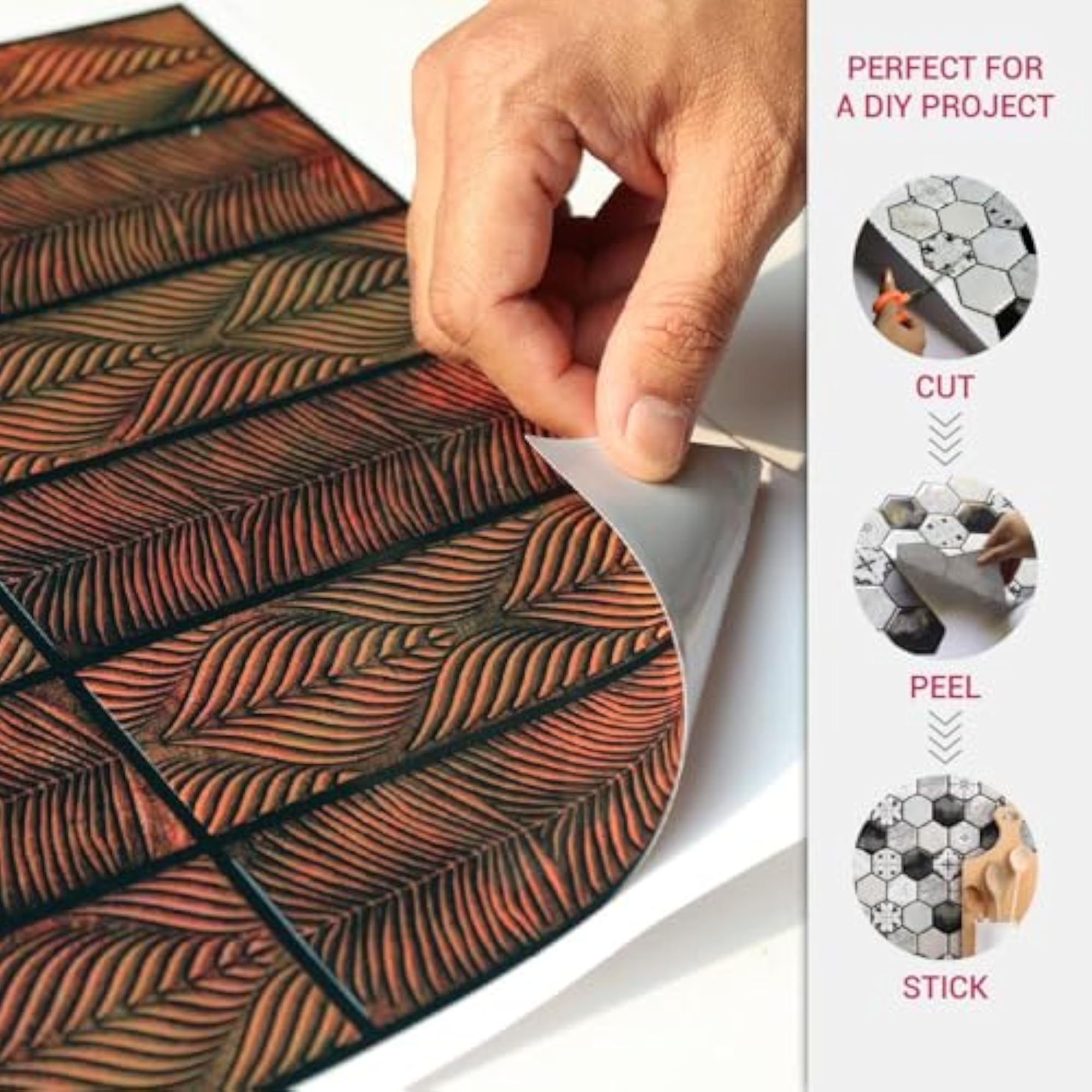 3D Rusty Copper Peel & Stick Tiles, Easy DIY Backsplash