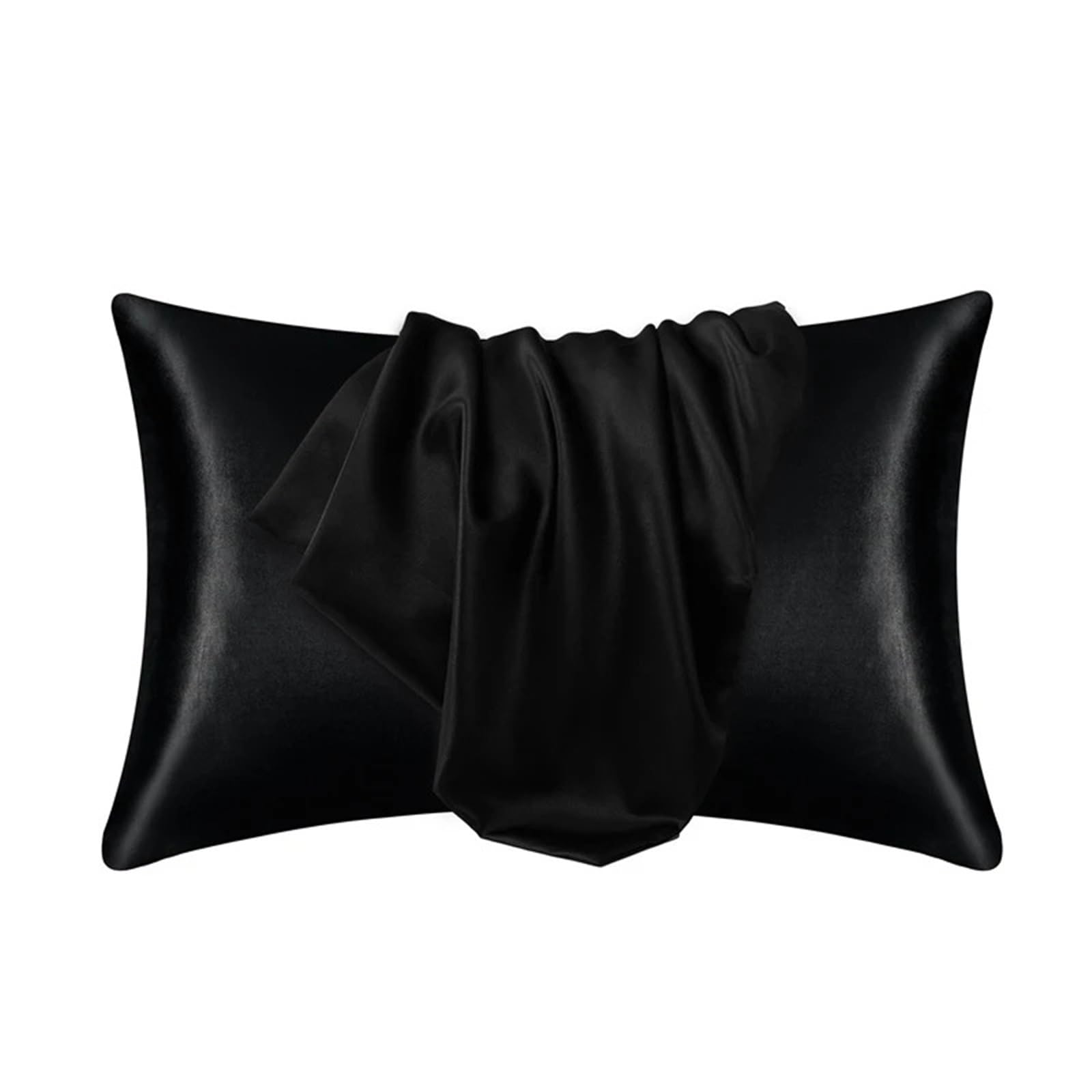Silk Pillowcase Satin Pillowcases Smooth Pillow Covers For Hair Skin(Black)
