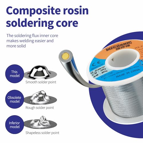 Image of 【Mechanic】HX-T100 500g Tin(Sn)63% / Lead (Pb)37% High Purity Rosin Core Solder Wire For Electrical Soldering With 1%-3% Solder Flux(0.6mm /500g)