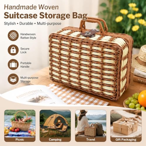 Image of ABS Hard Shell Cosmetic Travel Hand Luggage Portable Carrying Makeup Case Suitcase Organizer Box Vanity Mini Suitcase Small Accessory Bag, 30 cm, No Wheels (Wowen Coffee)