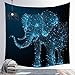 QIANWEIXI Tapiz Mandala,Hippie Elefante Azul Tapices De Pared Mandala Bohemio Creativo Oscuro Brujería Habitación Cabecera Arras Alfombra Astrología Manta Decoración del Hogar-130Cmx150Cm