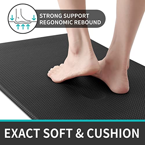 Dexi Kitchen Rugs And Mats Cushioned Anti Fatigue Comfort Runner Mat For Floor Rug Standing Rugs Set Of 2,17"X29"+17"X59", Black #TOP5