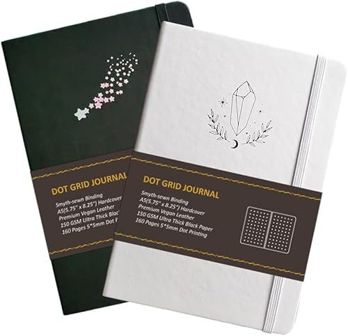 Miniatura 3 de Cuaderno de páginas negras con puntos A5, piel sintética, 150 GSM, cuaderno diario de papel negro con páginas negras (negro)