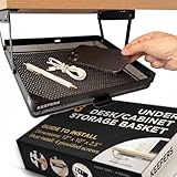 Everything Keeper - Organizer for Home, Kitchen, Bathroom, RV, Small Spaces - Storage Organizers - Compact Metal Basket - Under Cabinet Holder - Easy Install - Holds Strong - 13 x 10 x 2.5 in - Black