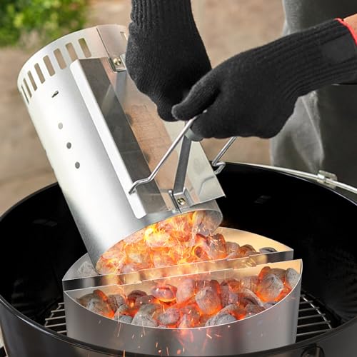 onlyfire Edelstahl Kohlekorb 2er Set, Holzkohlekörbe für Kugelgrill, Charcoal Grills, Kettle Grills, Char-Basket, Holzkohle-Körbe, Grillzubehör, Hohe Kapazität, Silber