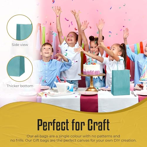 Thepaperbagstore 10 Dusty Teal Green Paper Party Bags With Handles - 18x22x8cm - Colourful Paper Gift Bags for Kids and Adults Parties, Birthdays, Weddings, Baby Showers, Hen Parties and Sweets - Image 8