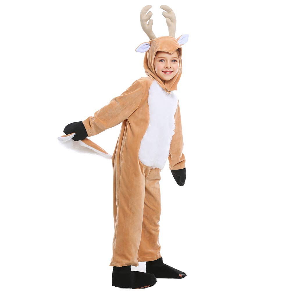 Cuteshower Kids Reindeer Pajama Animal Onesie Christmas Costume Children One Piece Outfit 4-5Years Brown
