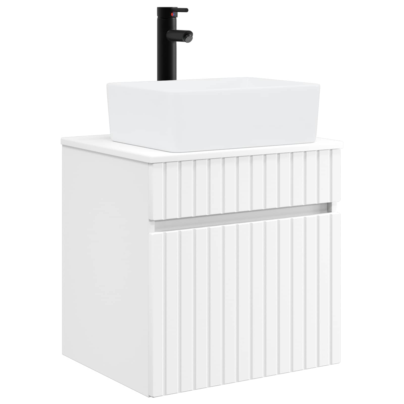 Armario para lavabo de madera suspendido con cajón organizador de baño blanco
